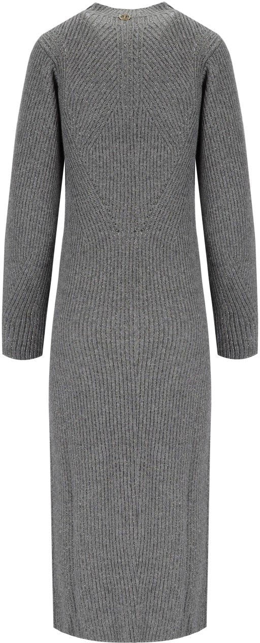 Twin-set TWINSET GREY KNITTED MIDI DRESS Grijs