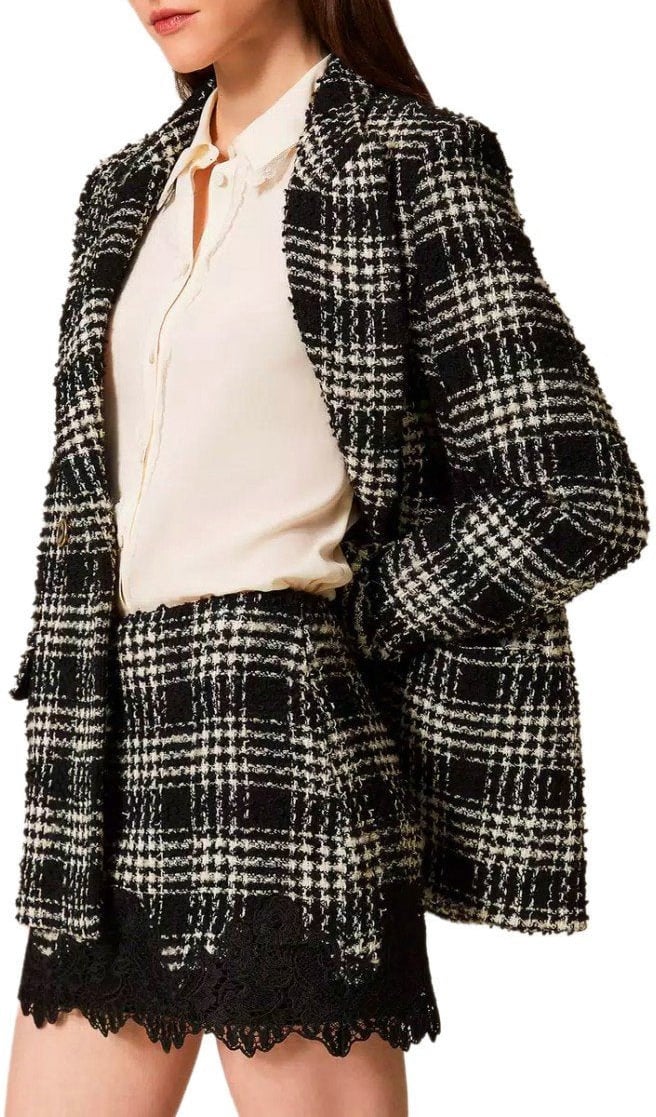 Twin-set TWINSET AND WHITE CHECK SKIRT Zwart