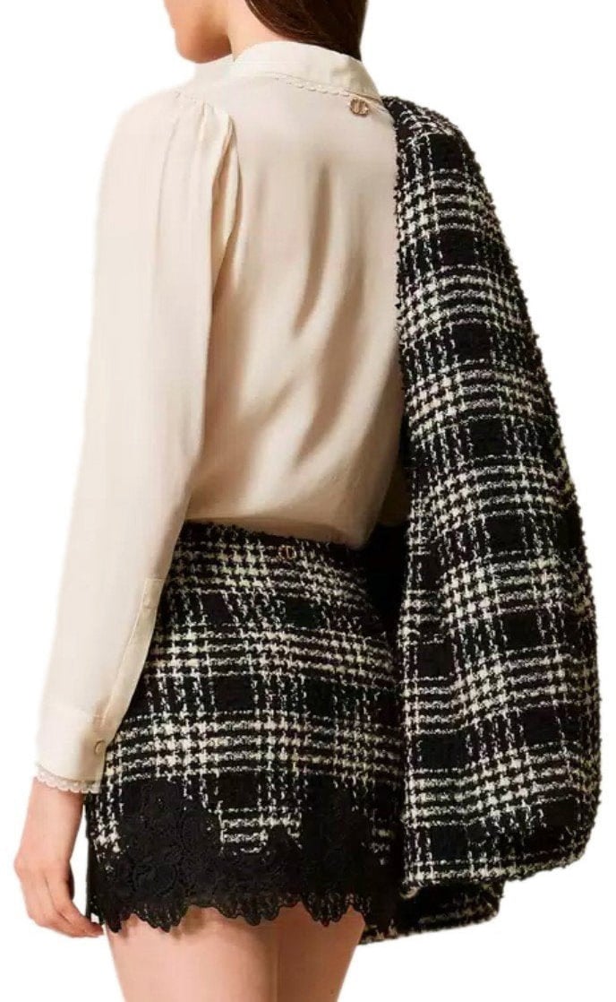 Twin-set TWINSET AND WHITE CHECK SKIRT Zwart