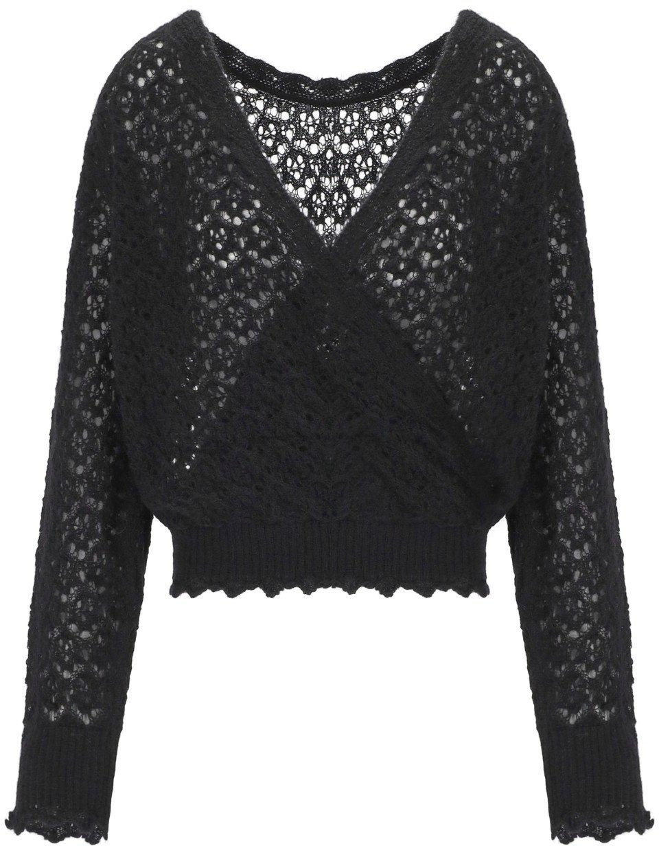 Twin-set TWINSET PERFORATED SWEATER Zwart
