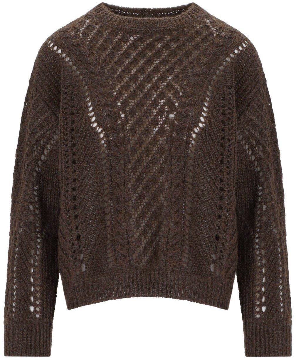 Twin-set TWINSET CHOCOLATE PERFORATED CREWNECK SWEATER Bruin