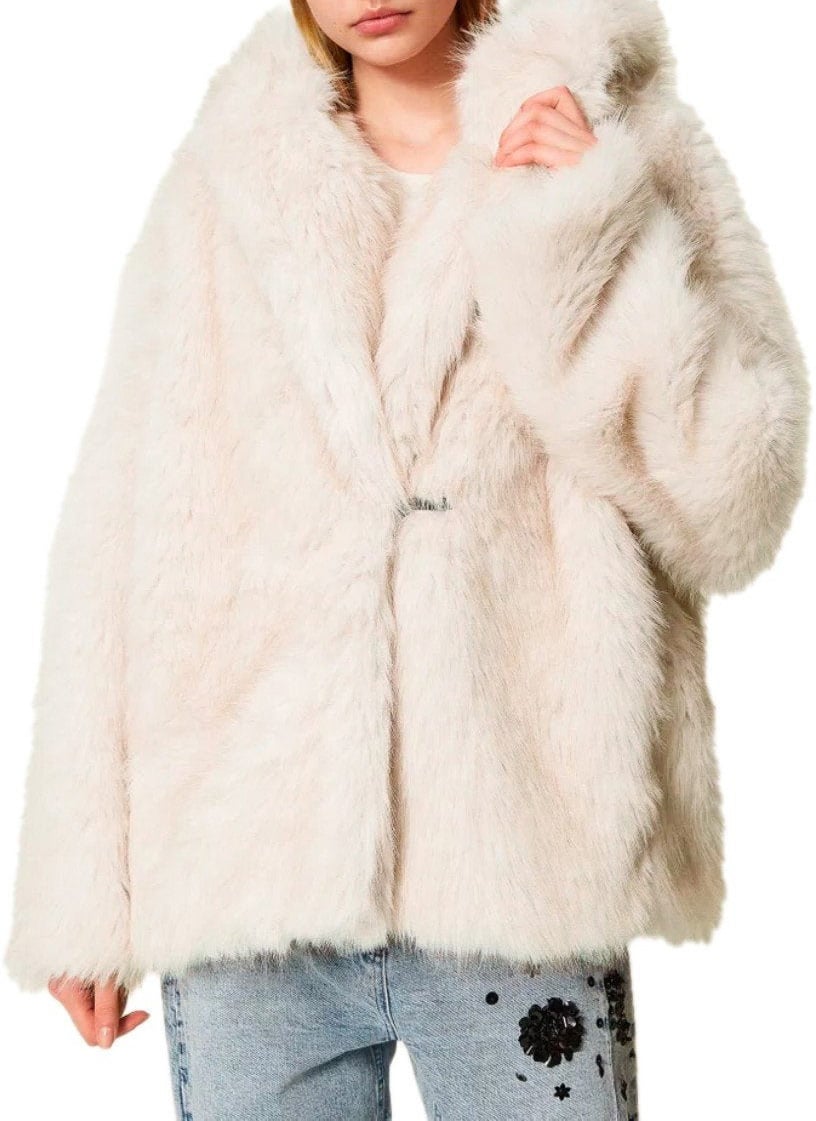 Twin-set TWINSET FAUX LEATHER JACKET Beige