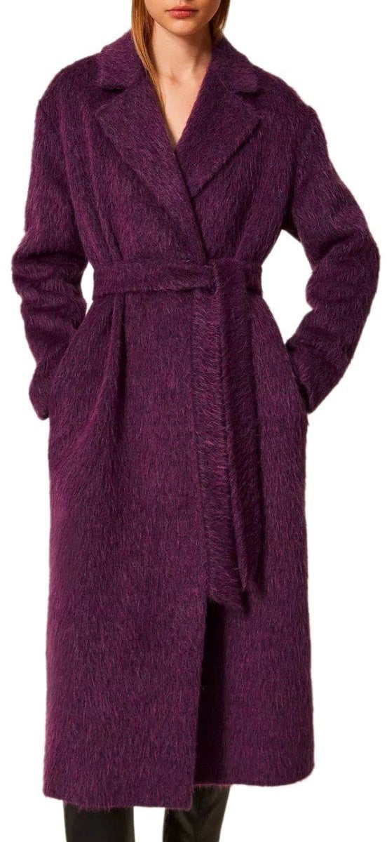 Twin-set TWINSET BELTED COAT Paars