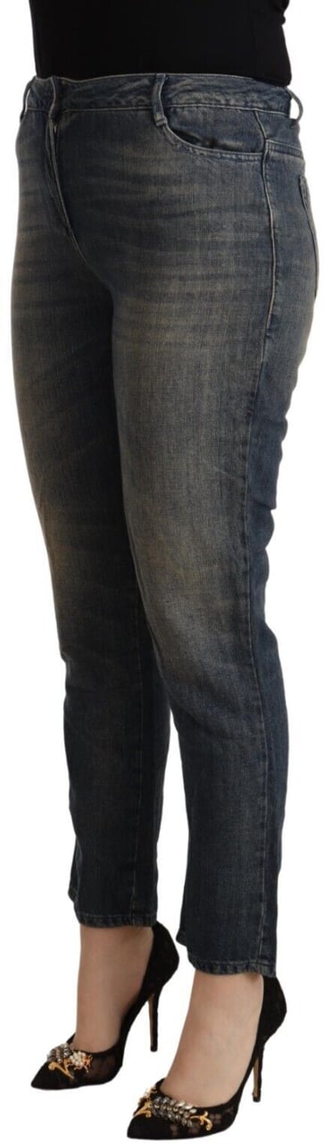 Twin-set Twinset Blue Washed Cotton Cropped Capri Women Denim Jeans Blauw