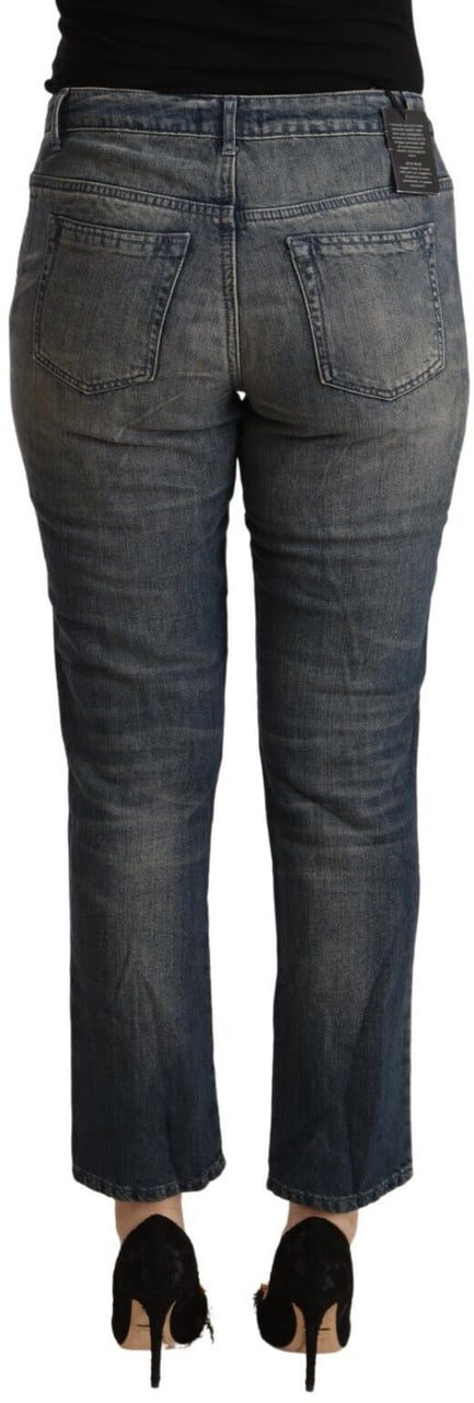 Twin-set Twinset Blue Washed Cotton Cropped Capri Women Denim Jeans Blauw