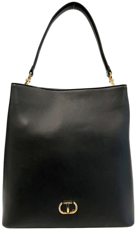 Twin-set Twinset Black PU Women Shoulder Bag Zwart