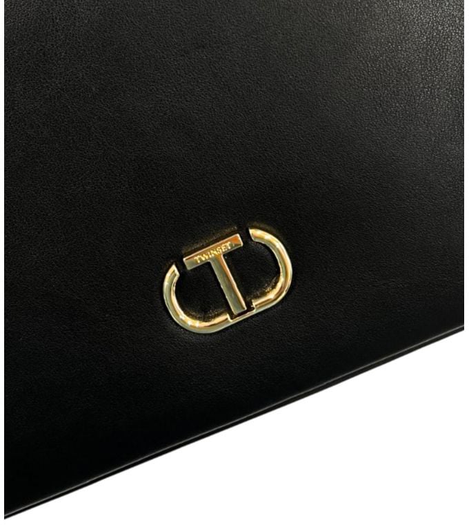Twin-set Twinset Black PU Women Shoulder Bag Zwart