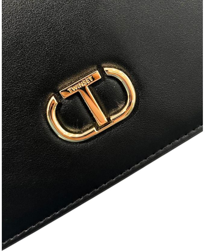 Twin-set Twinset Black PU Women Crossbody Bag Zwart