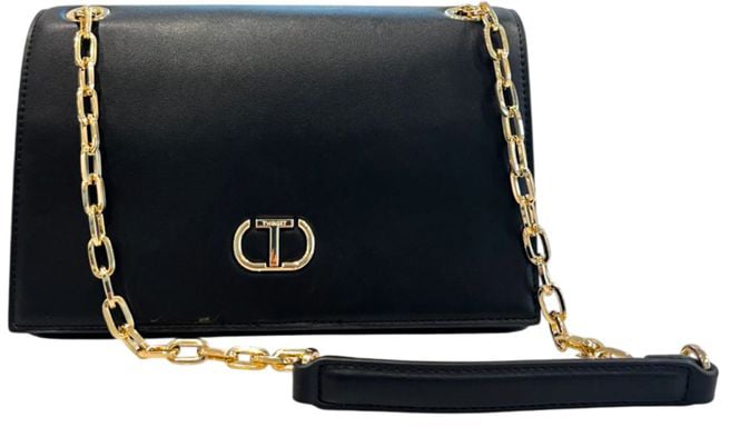 Twin-set Twinset Black PU Women Crossbody Bag Zwart