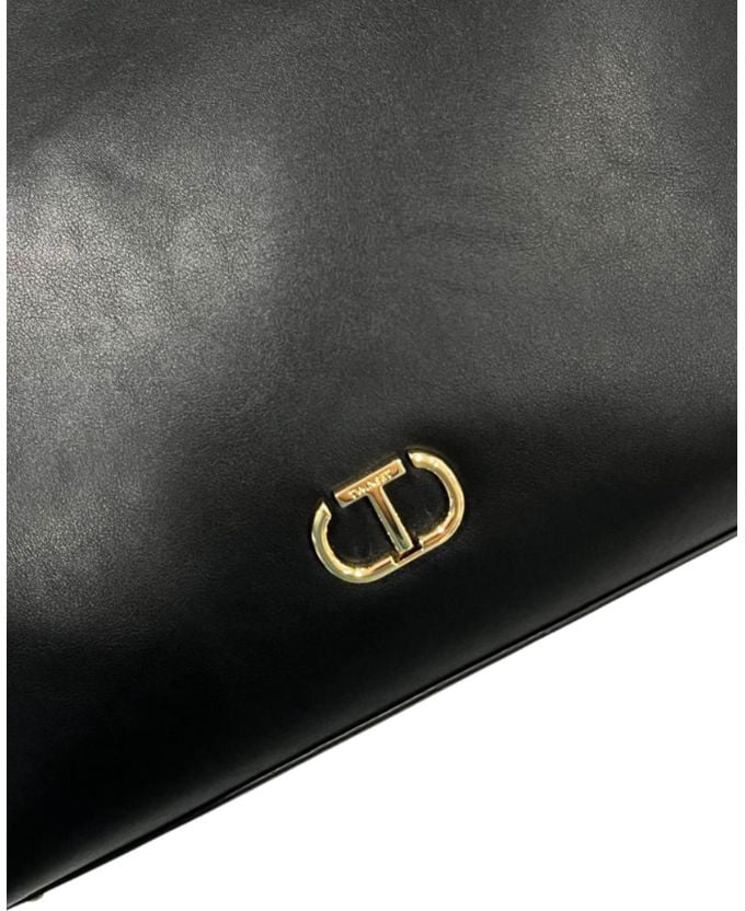 Twin-set Twinset Black PU Women Shoulder Bag Zwart
