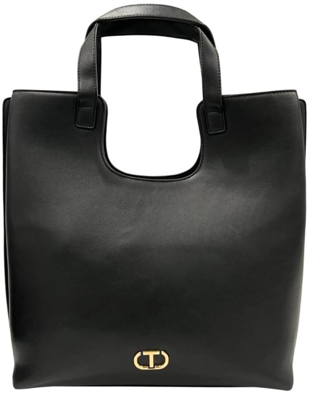 Twin-set Twinset Black PU Women Shoulder Bag Zwart