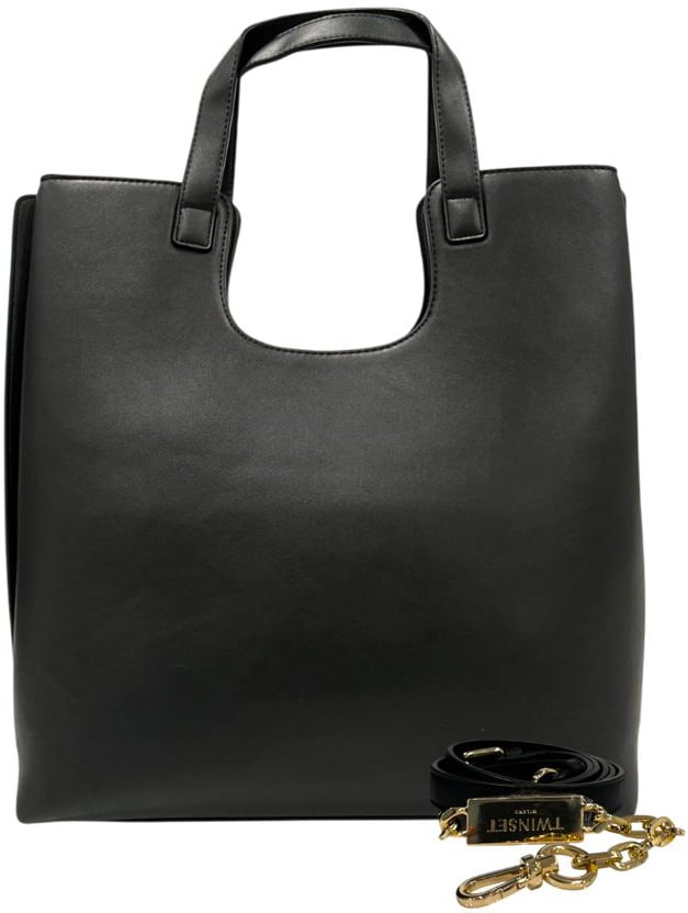 Twin-set Twinset Black PU Women Shoulder Bag Zwart