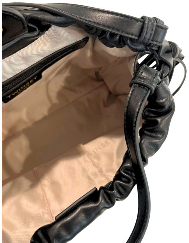 Twin-set Twinset Black PU Women Shoulder Bag Zwart