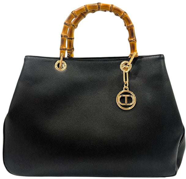 Twin-set Twinset Black PU Women Handbag Zwart