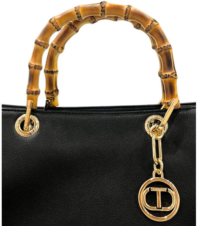 Twin-set Twinset Black PU Women Handbag Zwart