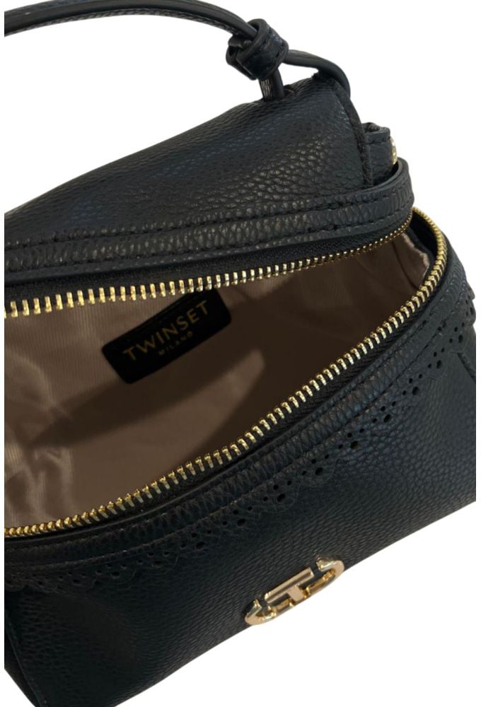 Twin-set Twinset Black PU Women's Handbag Zwart