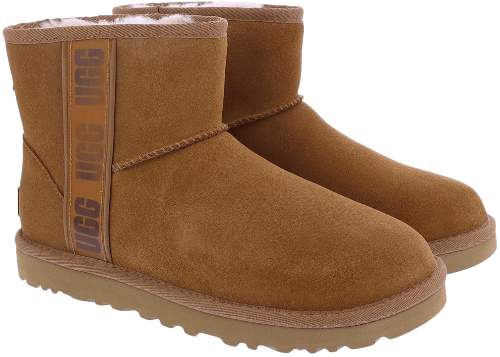 UGG Dames Classic Mini Side Logo Chestnu Beige