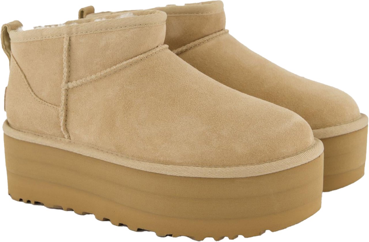 UGG Dames UltraMini Platform Sand enkellaarsjes Beige