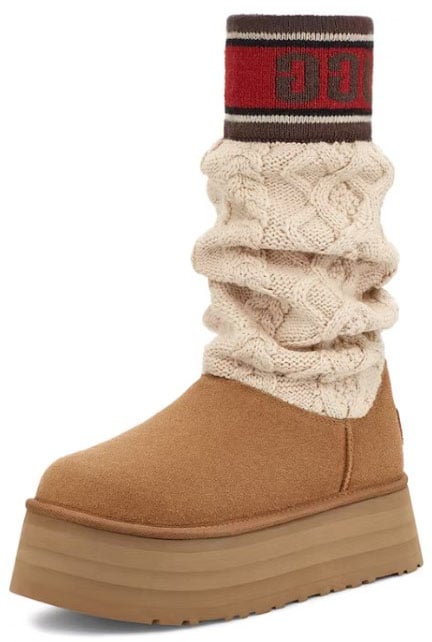 UGG UGG Classic Sweater Letter Boot Chestnut Beige