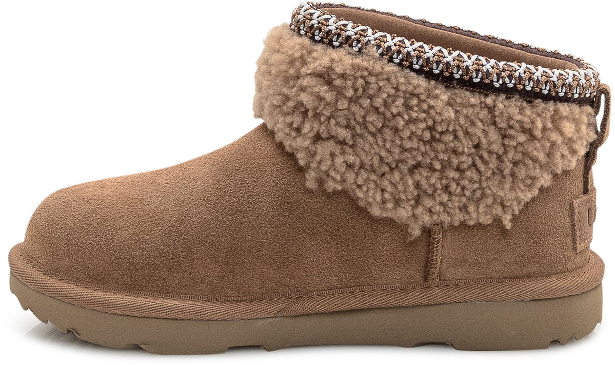 UGG Stivaletti Maxicurly in Camoscio Castagna Beige
