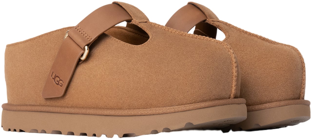 UGG Shearling-Lined Suede Clog with Logo Embossing Bruin