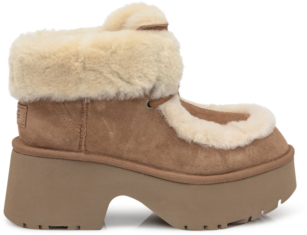 UGG UGG Stivaletti Platform in Suede con Shearling Beige Bruin