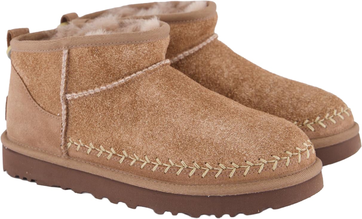 UGG Dames Ultra Mini Biarritz Rocky Oak enkellaarsjes Beige