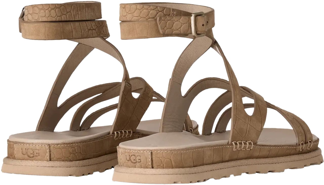 Ugg Goldengaze Embossed Ankle Wrap Sandalen Beige 1178570 Beige