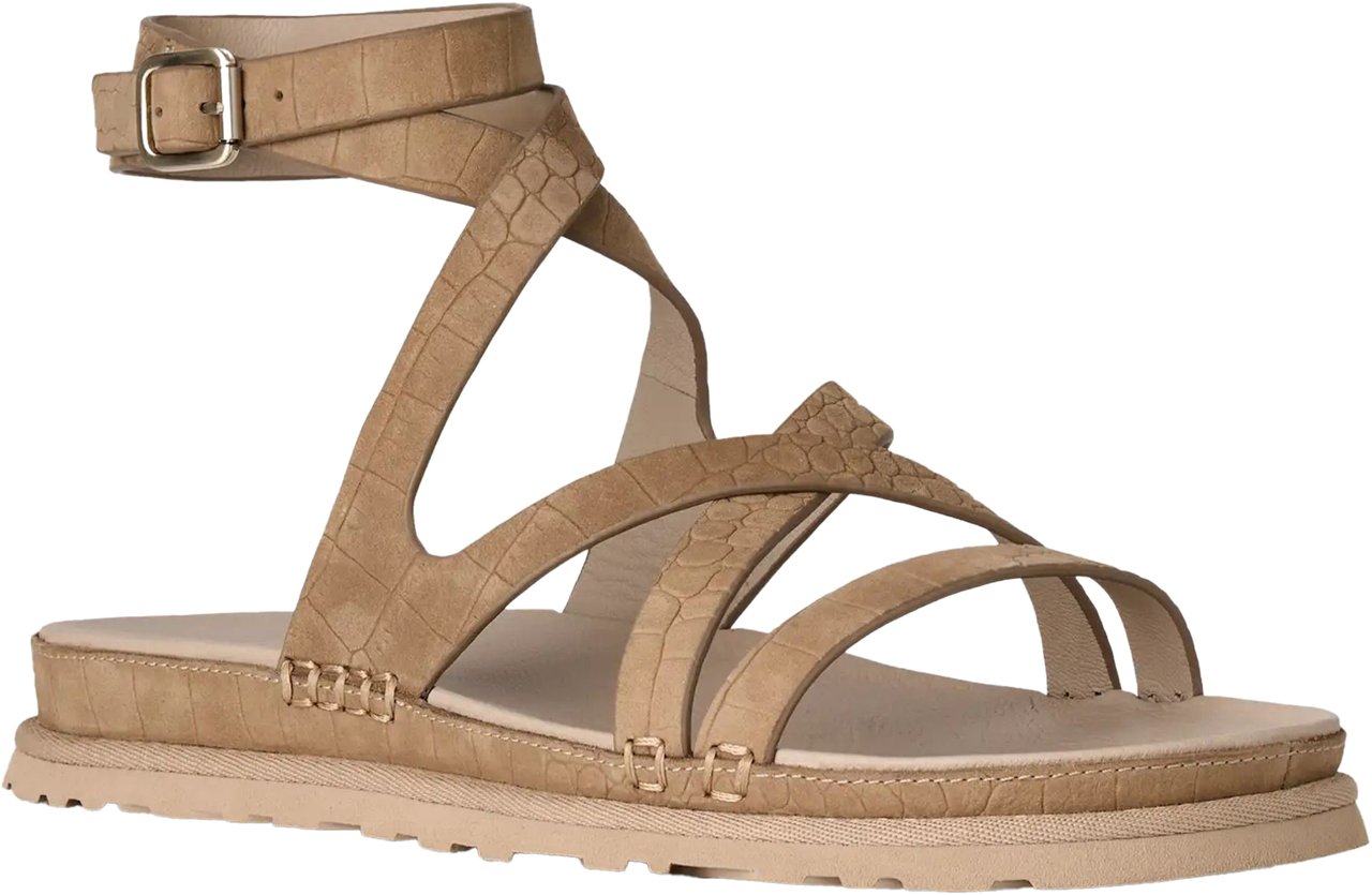 Ugg Goldengaze Embossed Ankle Wrap Sandalen Beige 1178570 Beige