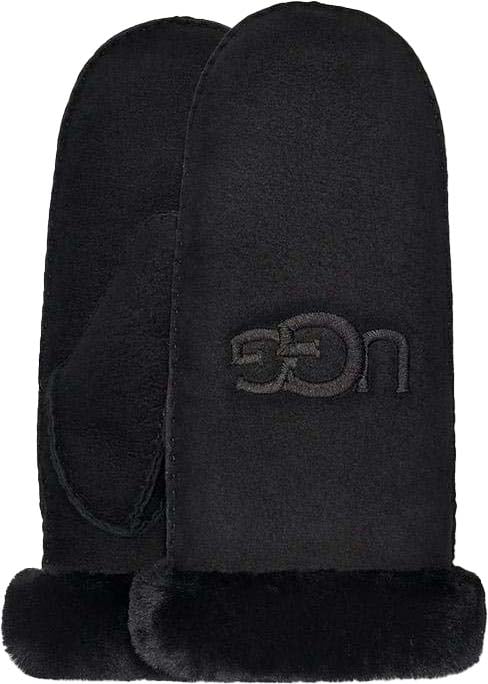 UGG Sheepskin Embroider Mitten Black Divers
