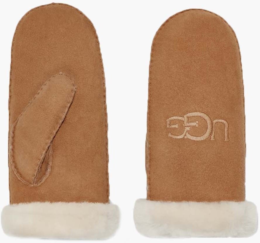 UGG Sheepskin Embroider Mitten Chestnut Divers