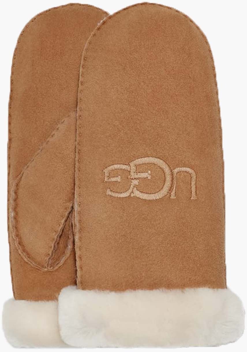 UGG Sheepskin Embroider Mitten Chestnut Divers