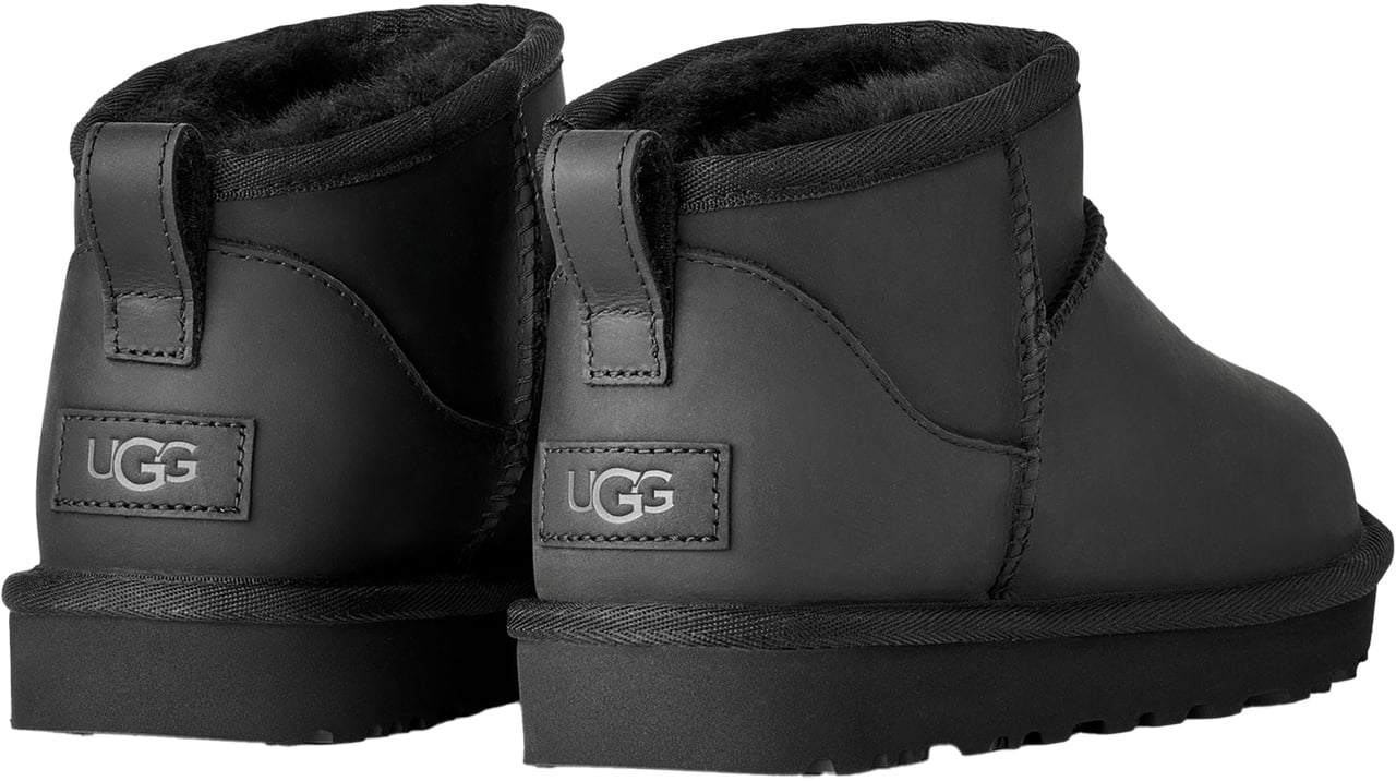 UGG Stivale W Classic Ultra Mini Lthr Nero Zwart