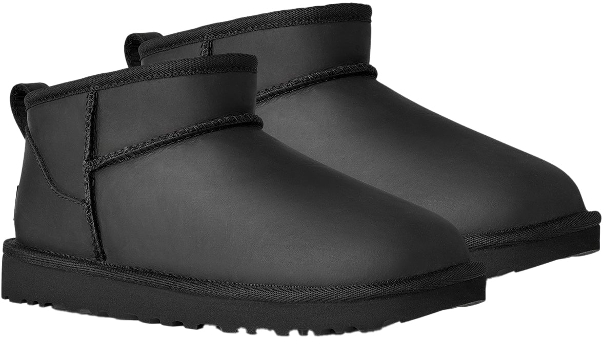 UGG Stivale W Classic Ultra Mini Lthr Nero Zwart
