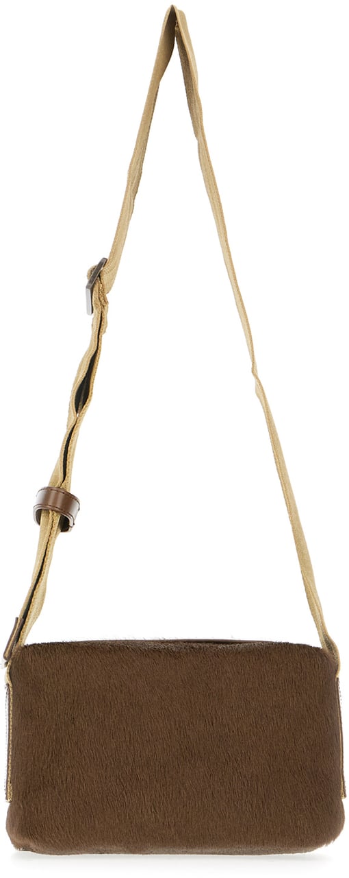 Uma Wang Brown calf hair shoulder bag Bruin
