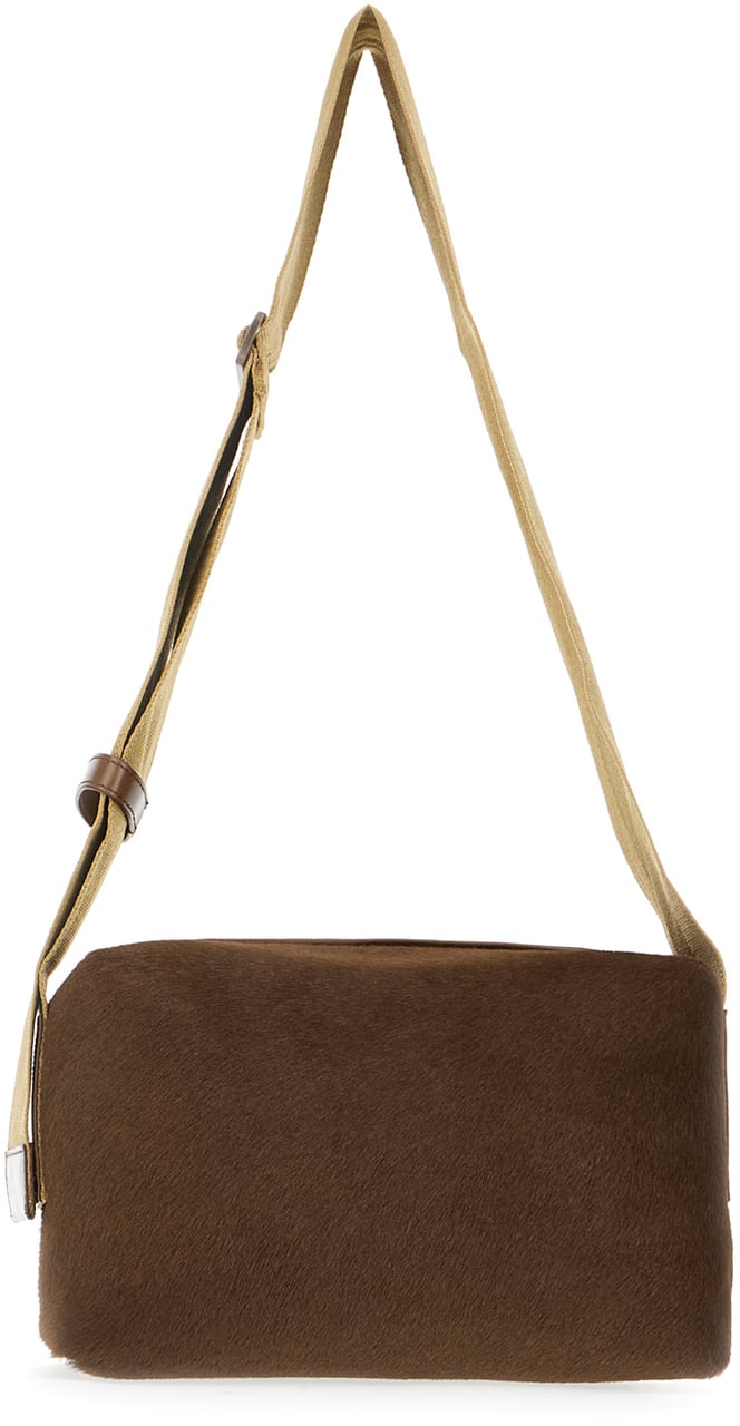 Uma Wang Brown calf hair shoulder bag Bruin