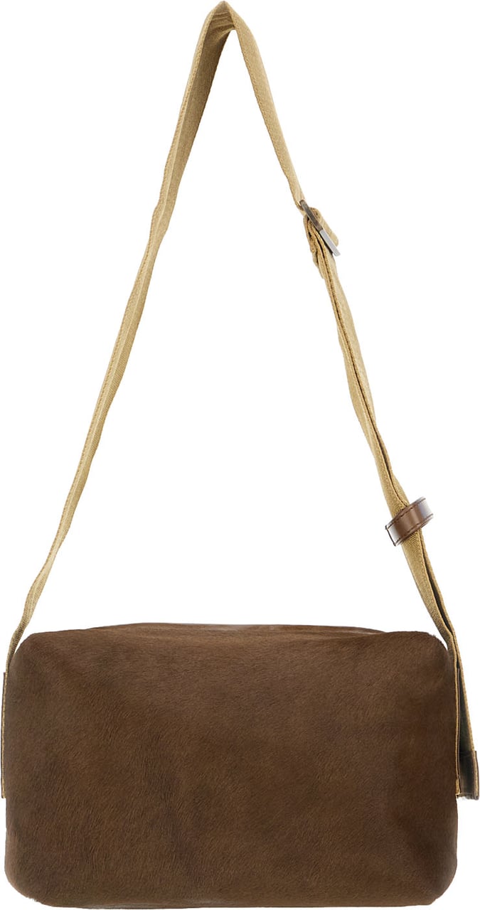 Uma Wang Brown calf hair shoulder bag Bruin