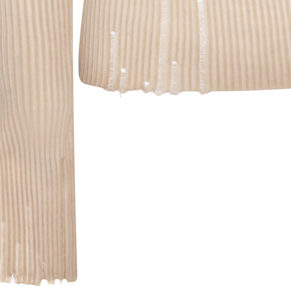 Uma Wang Tan Wool T-Shirt with Ribbed Texture and Distressed Details Neutraal