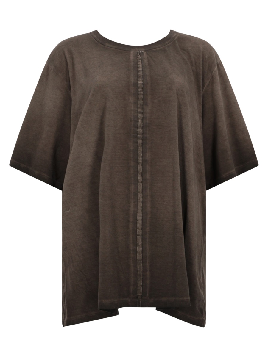 Uma Wang Vertical Seam Washed Finish Cotton T-Shirt Zwart