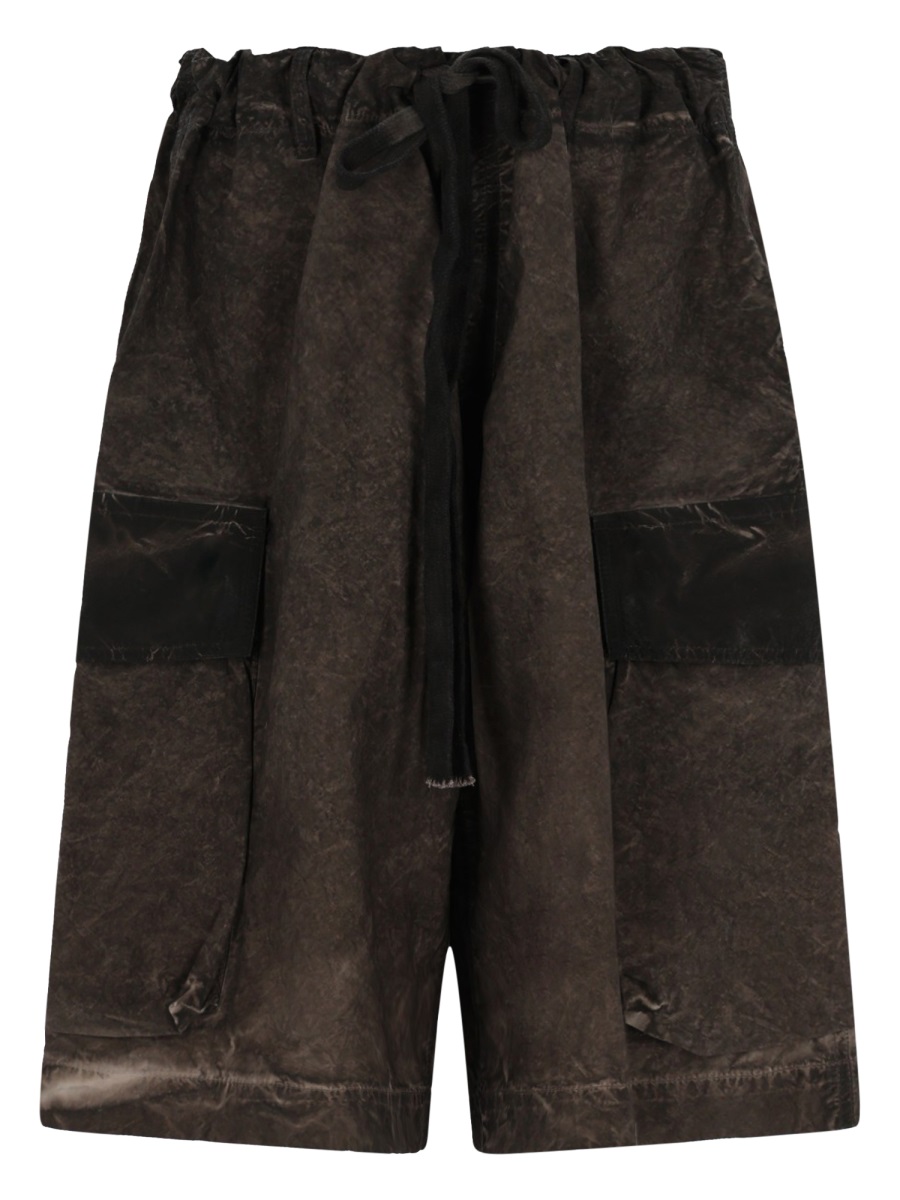 Uma Wang Panther Relaxed Fit Drawstring Utilitarian Shorts Zwart