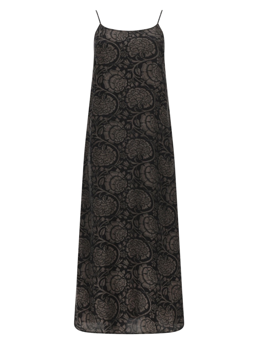 Uma Wang Anaya Viscose-Blend Floral Maxi Dress Zwart