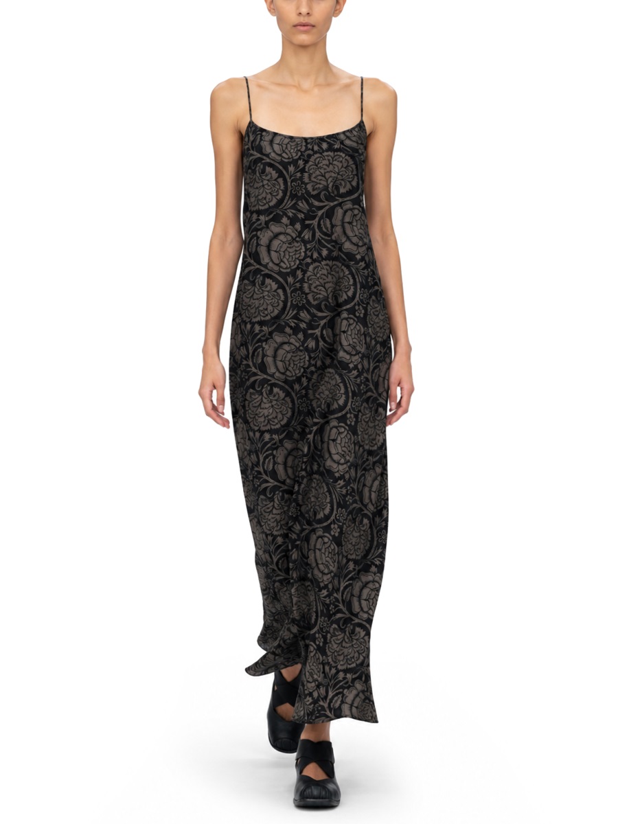 Uma Wang Anaya Viscose-Blend Floral Maxi Dress Zwart