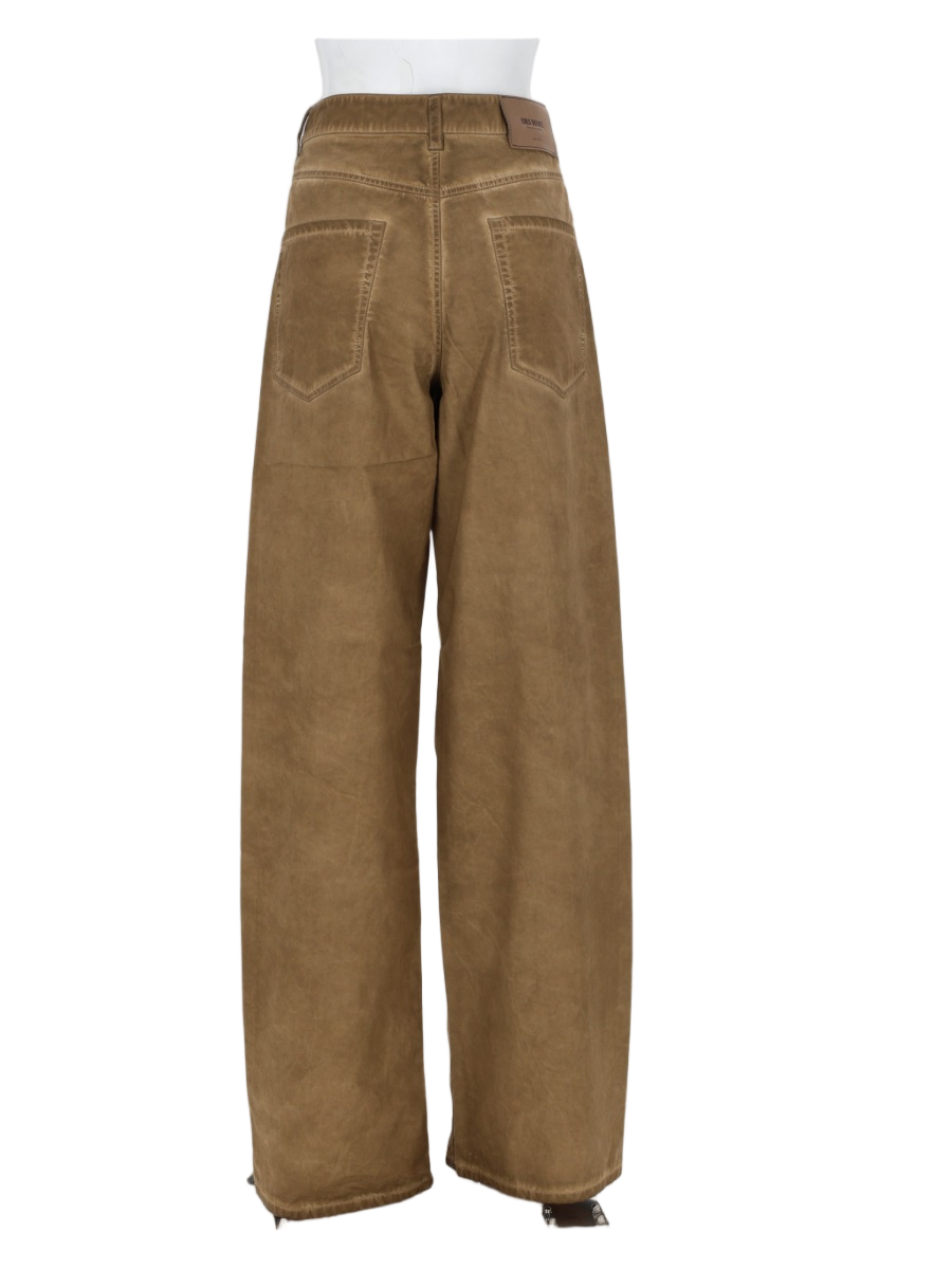 Uma Wang Brown Ball Stitching Detail Cotton Wide-Leg Pants Bruin
