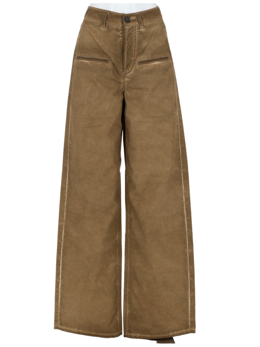 Uma Wang Brown Ball Stitching Detail Cotton Wide-Leg Pants Bruin