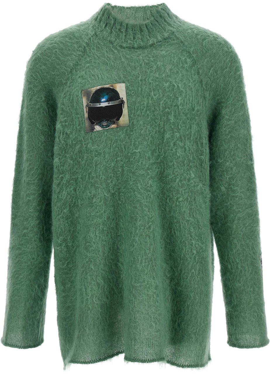 Undercover Bicolor Wool Cardigan Groen