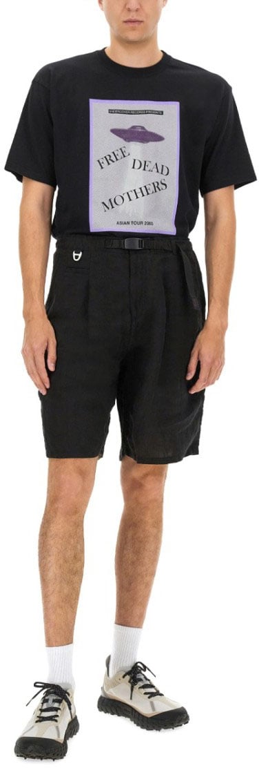 Undercover Relaxed Fit Black Linen Shorts Zwart