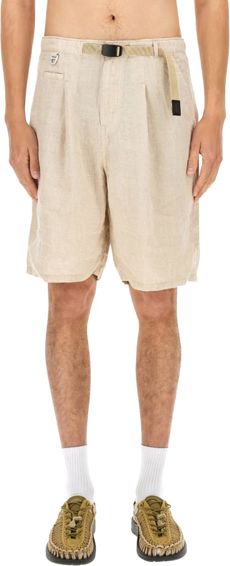 Undercover Relaxed Fit Linen Shorts With Practical Pockets Neutraal