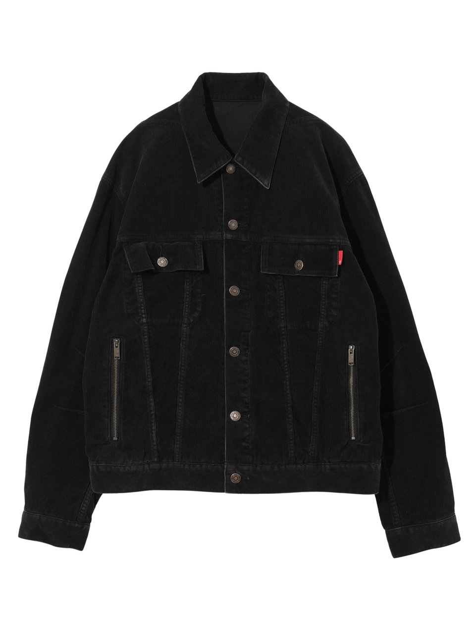 Undercover Front Button Fastening Black Denim Jacket with Bold Embroidery Zwart