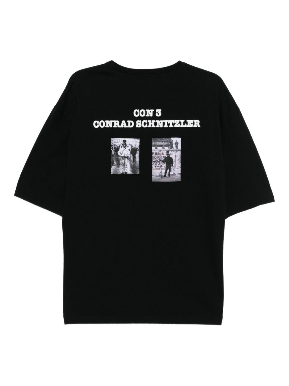 Undercover Graphic Print Black T-Shirt with Ribbed Cuffs Zwart