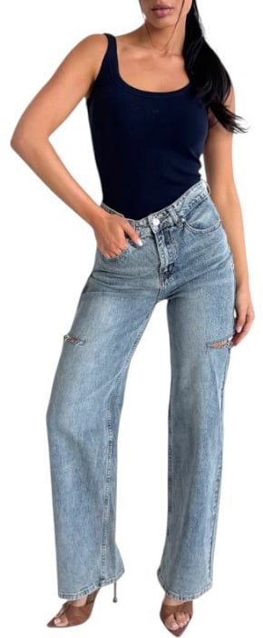 Unique The Label Dames Jeans Blauw